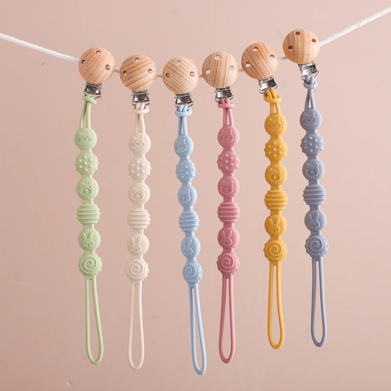 Baby Anti-drop Chain Pacifier Clips Silicone Beads Infant Nipple Appease Soother Chain Clips Dummy Holder Nipple Clip Baby Gift