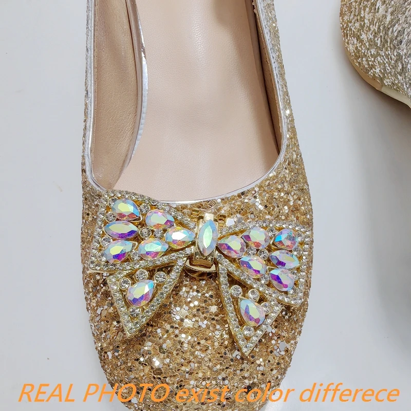 REAVE CAT Women Princess Pumps Janes Bow Blue Sequins 5cm Heel Glitter Colorful Big Small Size 28 43