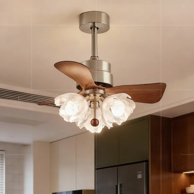 

Retro Petal Shade Fan Light French Vintage Style Ceiling Fan Lamp for Home Bedroom Dining Room