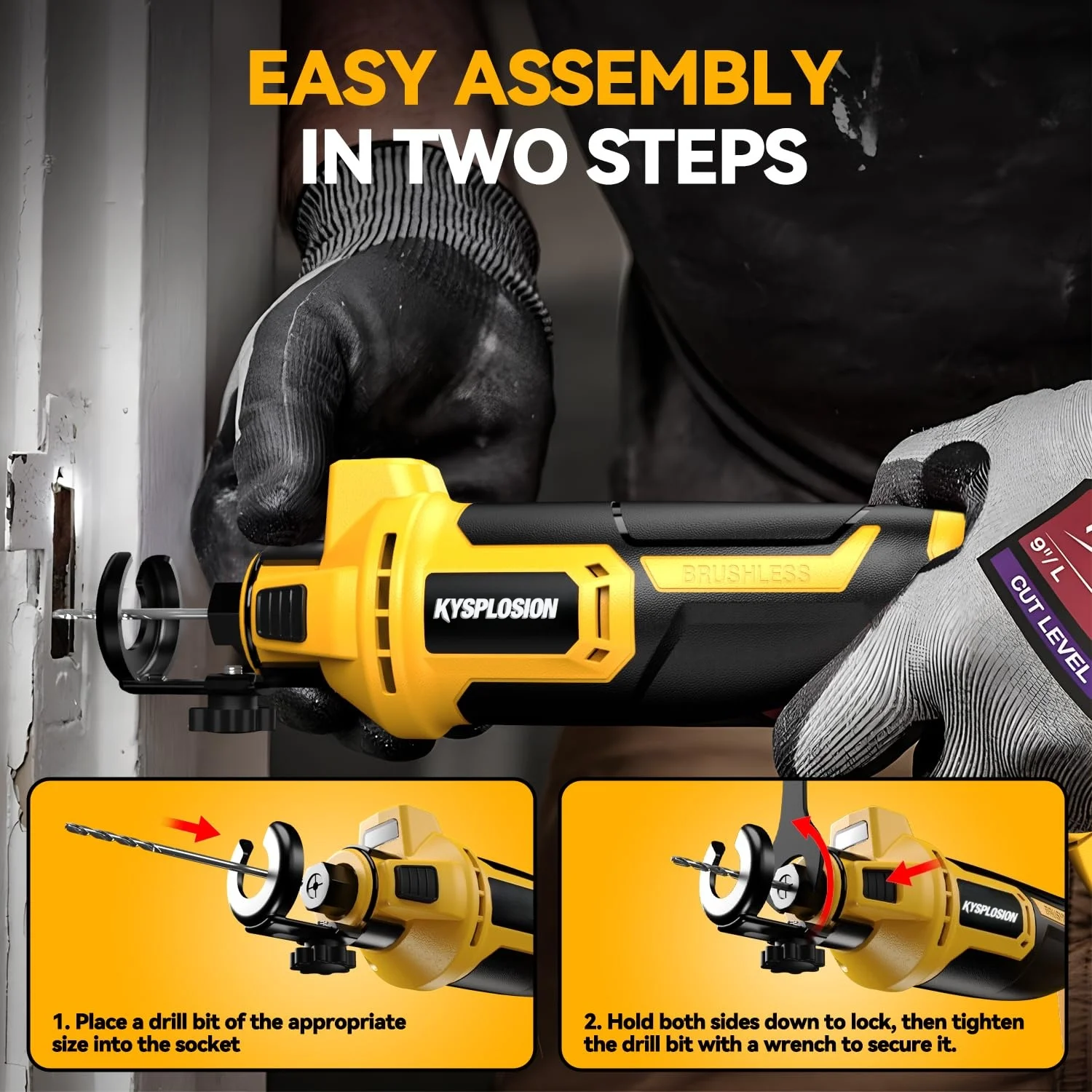 3 Gears Brushless Electric Drywall Cut Out Tool Cutting Woodworking Drywall Sheetrock Tools For dewalt Battery Pin - view 5