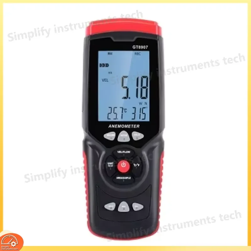 Digital Anemometer Wind Speed Meter Temperature Humidity Gauge Handheld Airflow Tester for HVAC Weather Monitoring Industrial