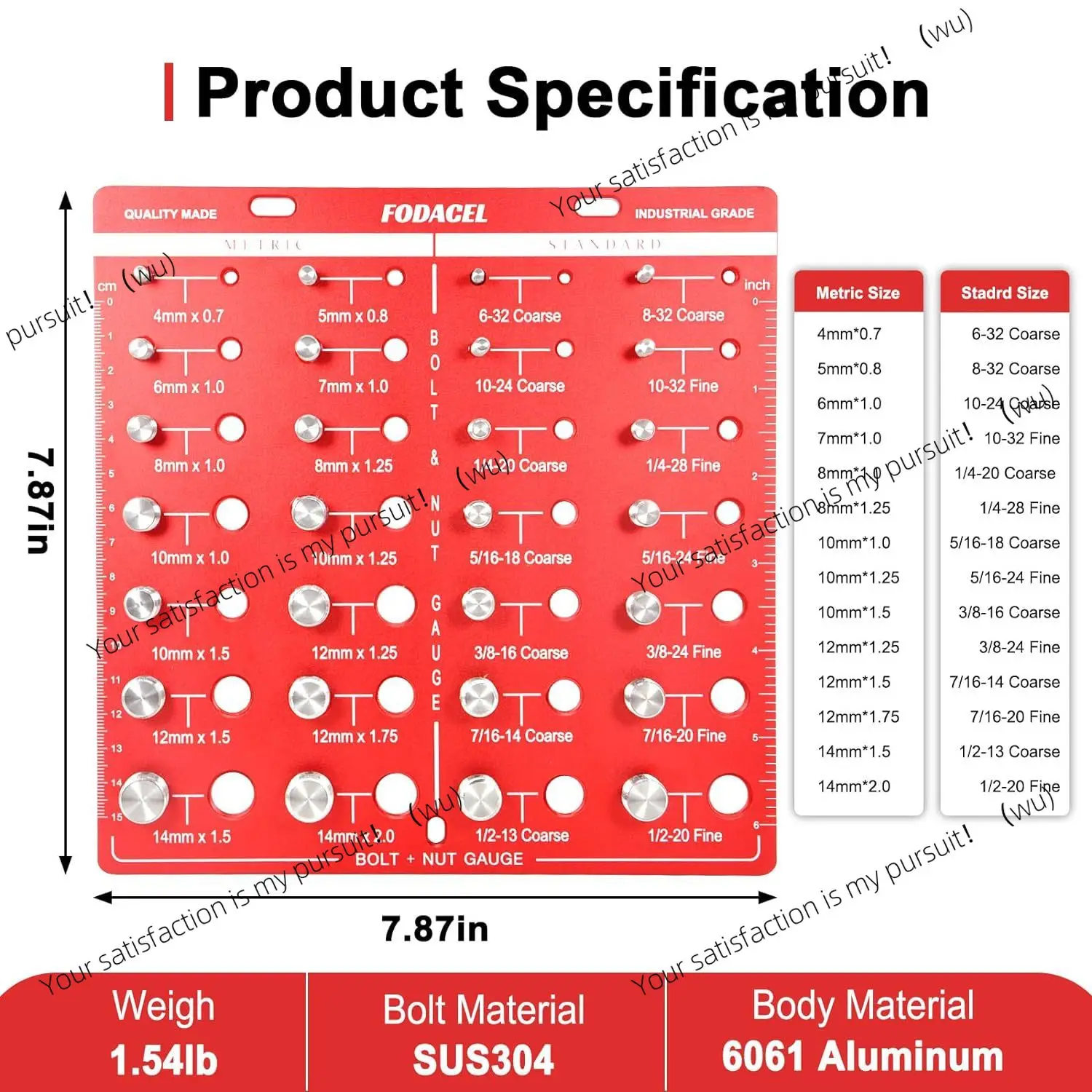 Screw nut and bolt thread checker, screw gauge, nut checker