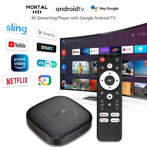 Imagen 1 del producto Reproductor multimedia de Streaming inteligente TV Box versión Global Mortal T1 Bluetooth Asistente de Google Android 13 Allwinner H313 2,4G y 5G Wifi 4K