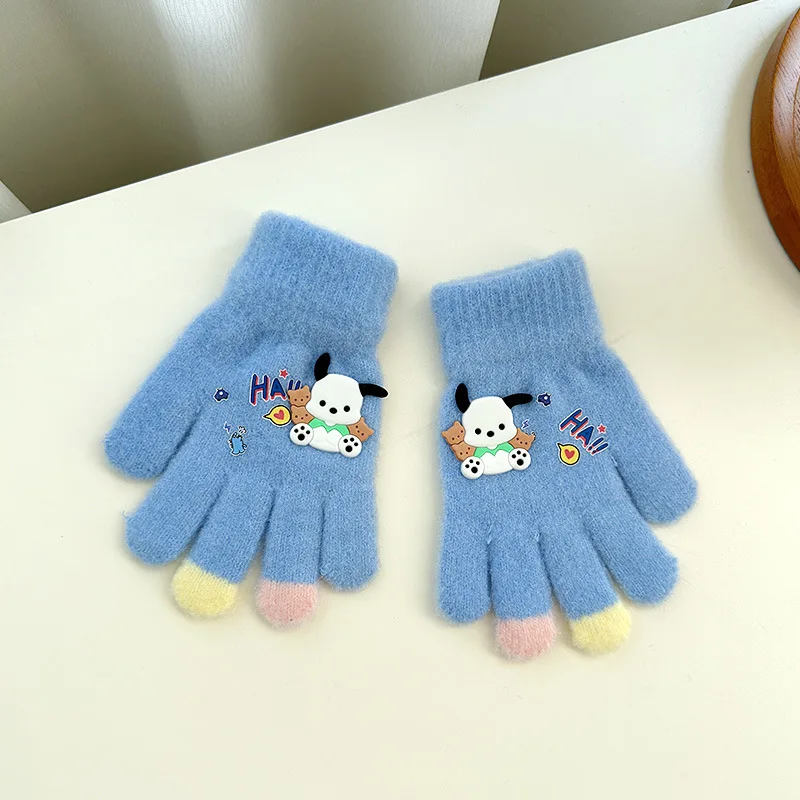 Sanrio children's gloves new winter cute warm cold thickened students baby writing full finger five finger cold gloves