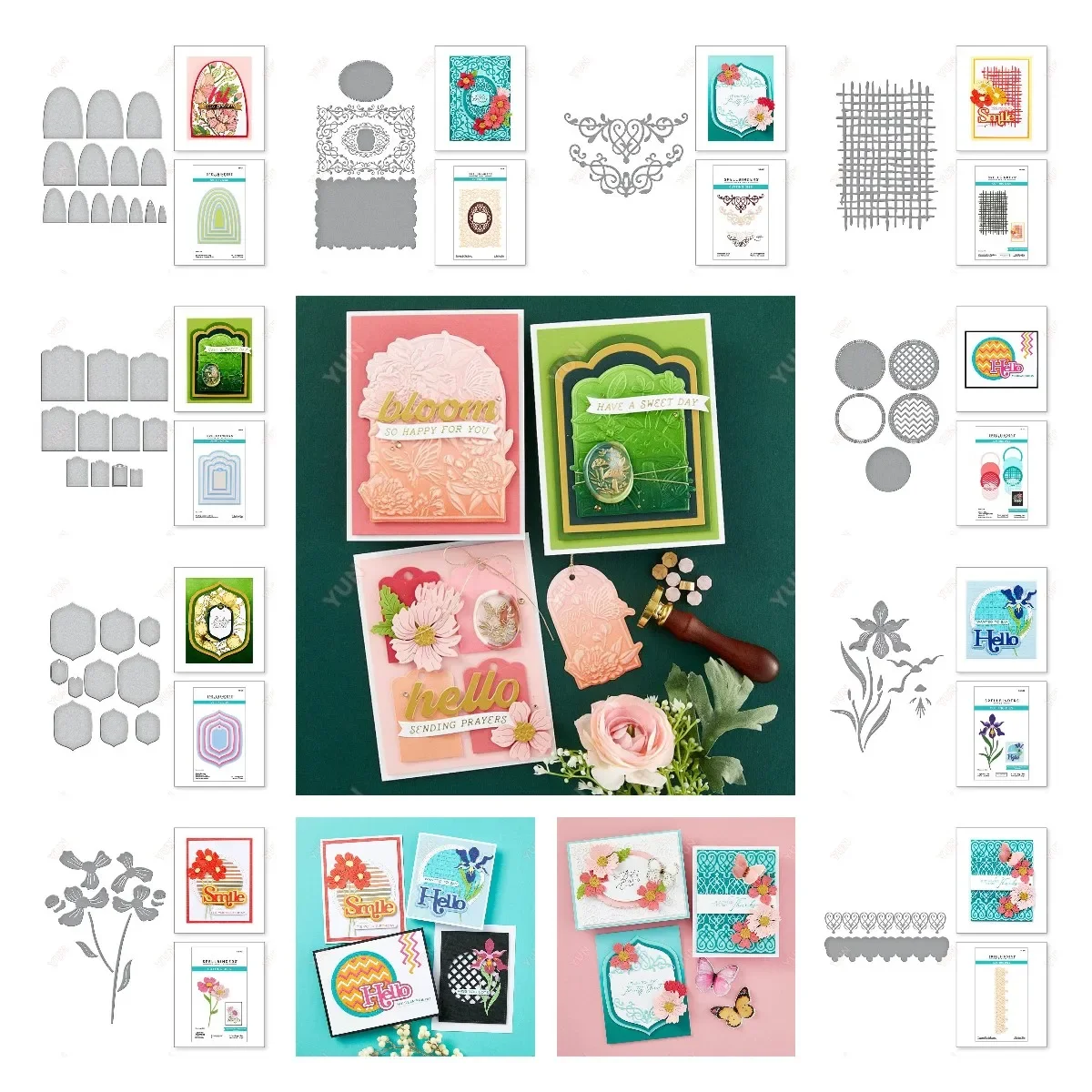 

DIY Scrapbooking Stamping Hearts Scallop Arch Tag Stitched Edge Circle Backgrounds Woven Lattice Die Cuts Iris Anemone Stencils