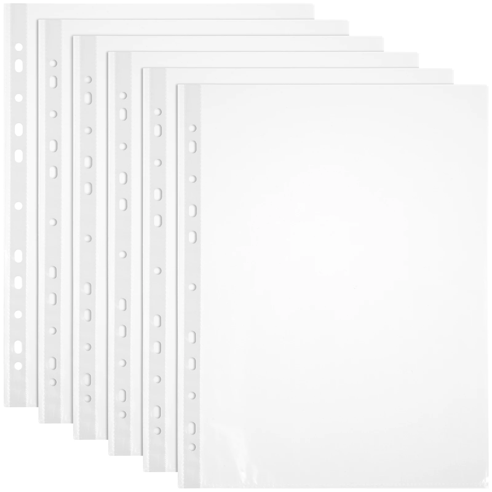 

100Pcs File Holders Clear Binder Sleeves Top Loading Punched Page Protectors for Documents Papers Magazines 11 Holes Sturdy PP