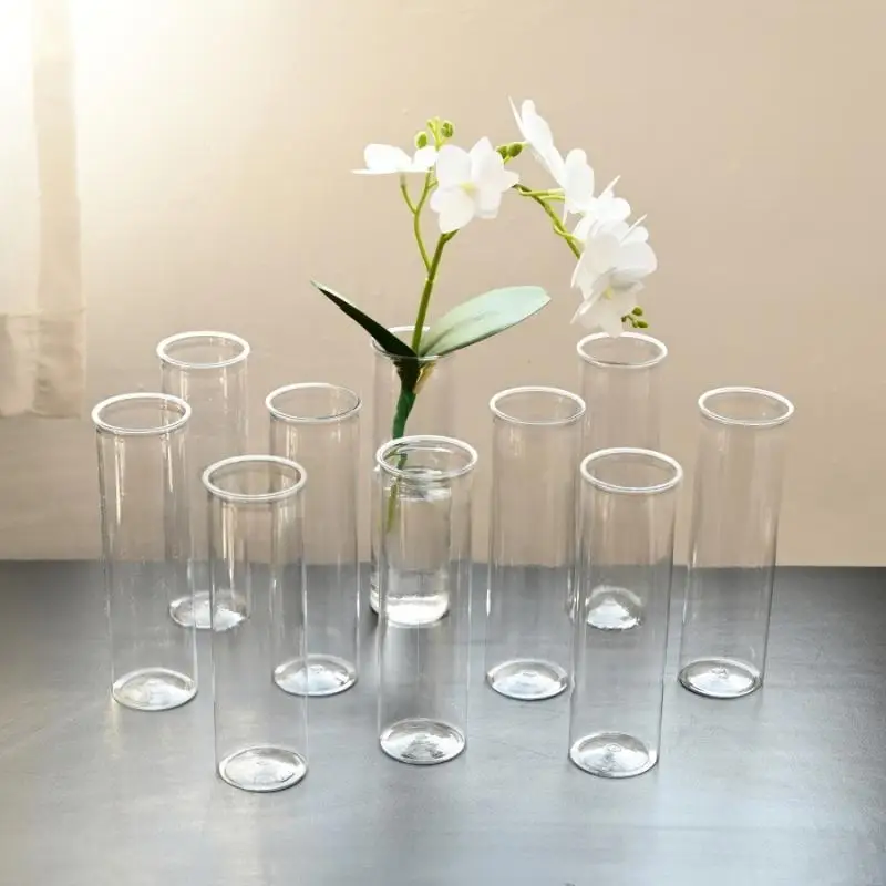 Flower-Wrapping Vases,Transparent Cylindrical Hydroponic Plants Vase,Plastic Shatterproof Modern Clear Flower Vases Centerpiece