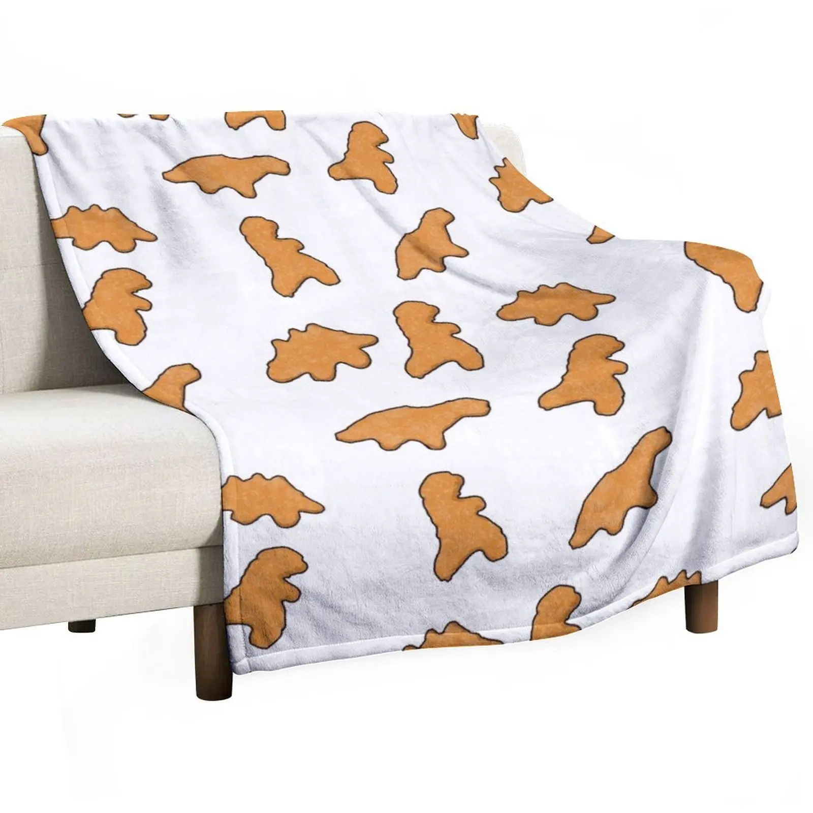 Dino Nuggets Throw Blanket funny gift Hairy Blankets