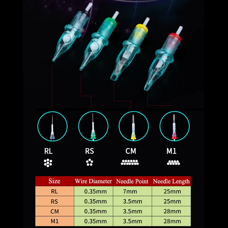 일회용 문신 카트리지 바늘, RL 라운드 라이너 셰이더, 멸균 마이크로블레이딩 메이크업 문신 공급 장치, 0.3mm, 0.35mm, 20 개, 신제품