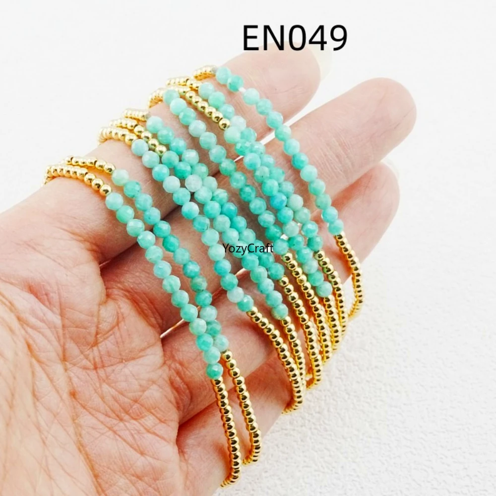 YEEVAA Everyday Bead&Green Natural Gemstone Stack of 9 Bracelets, Fashion Jewelry Gift for Women Daily Layering