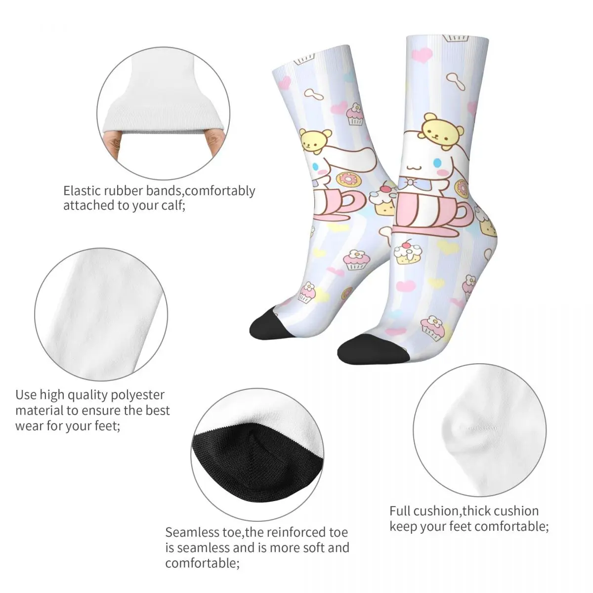 Fashion Male Men Socks Harajuku Cartoon Cinnamoroll Sock Polyester Cute Dogs High Quality Women's Sock Spring Winter