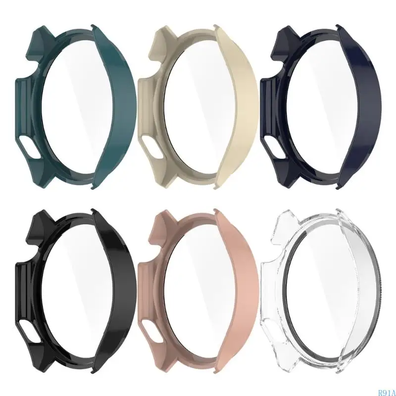 Case reloj R91A con película vidrio templado para ver 3 protectores Portada pantalla Protector Película Smartwatch