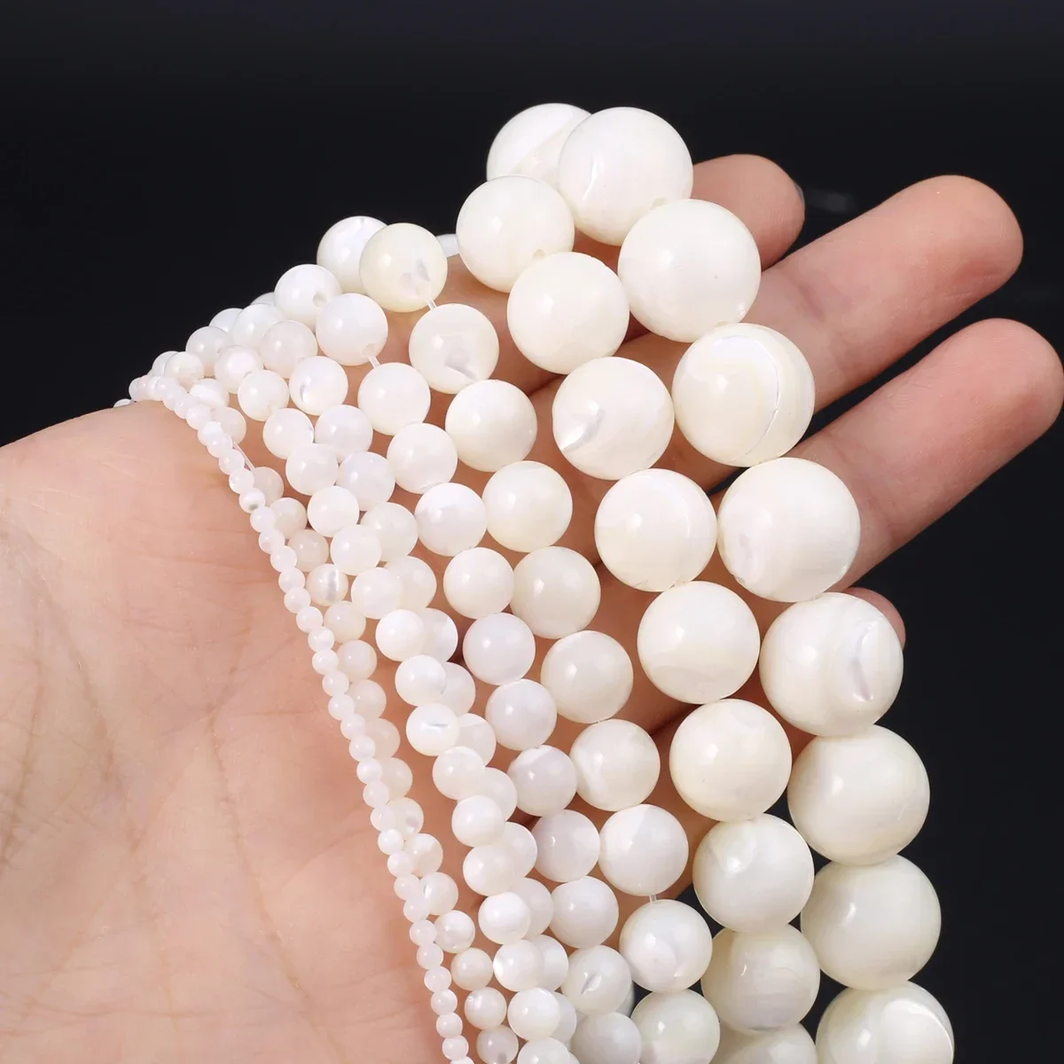 Natural Shell Beads Round Shape Mother of Pearl Loose Isolation Bead for Jewelry Making DIY for Bracelet Necklace Accessories