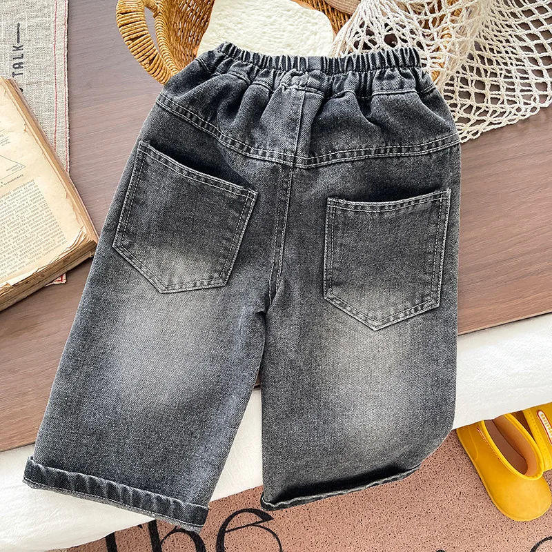 Children Sticker Dog Jeans Boys Pants Spring Autumn Style Super Soft Loose Casual Trousers Handsome Versatile Cartoon Baby Pants