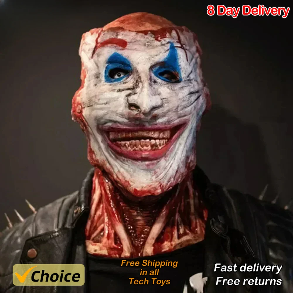 2024 New Halloween Double Rip Mask Bloody Scary Skeleton Latex Mask Scary Cosplay Party Mask Mascara Halloween