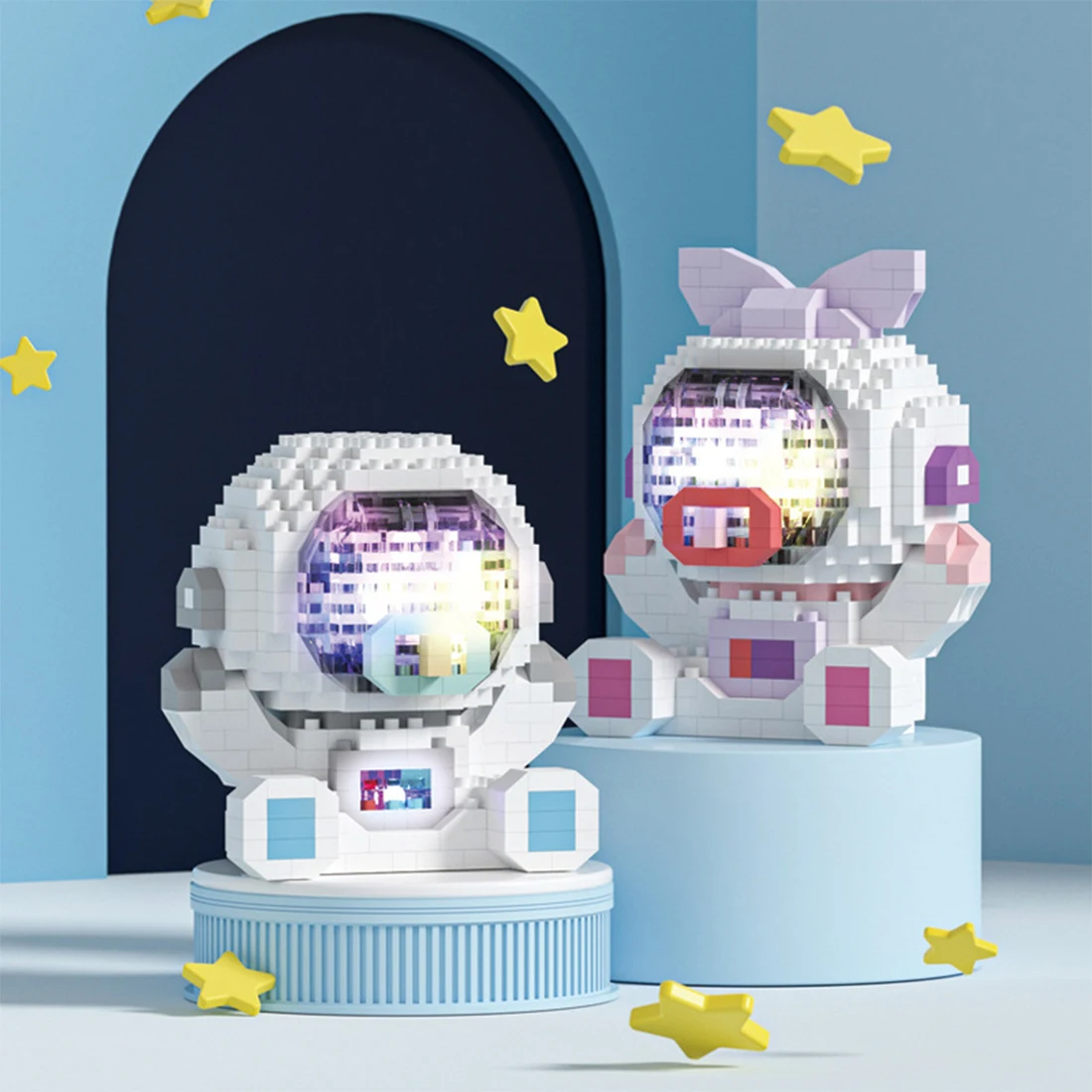 

DIY Cute Astronaut Baby Model Micro Building Blocks Shine Assembled 3D Baby Mini Block Ornaments Toys For Kid Toy Gift With Lamp