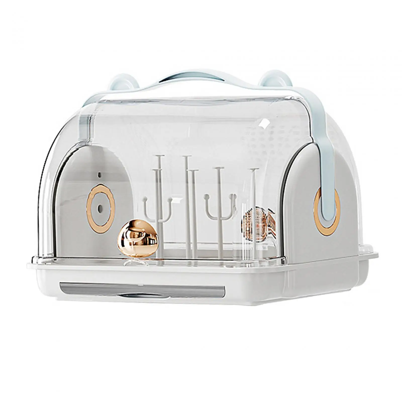 Baby Bottle Drying Rack Storage Box Nursing Cutlery Box Container with Cover for