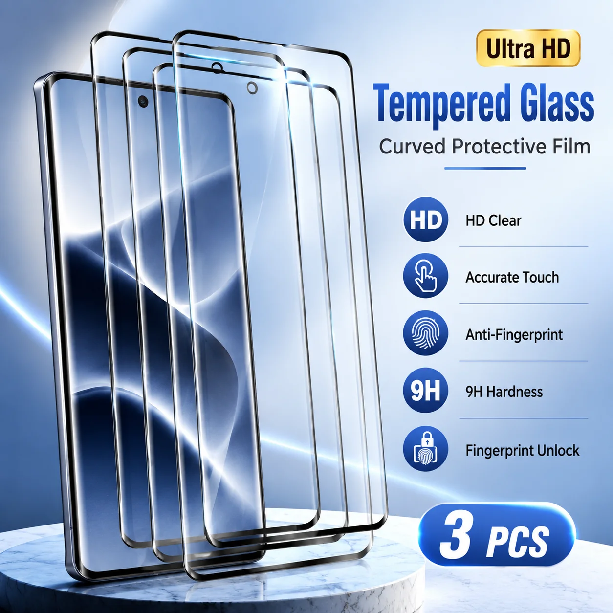 3Pcs High Clear Full Screen Protector for Samsung Galaxy S26 S23 S25 Ultra S24 S22 S21 S20 Plus S25 S24 FE Curved Tempered Glass