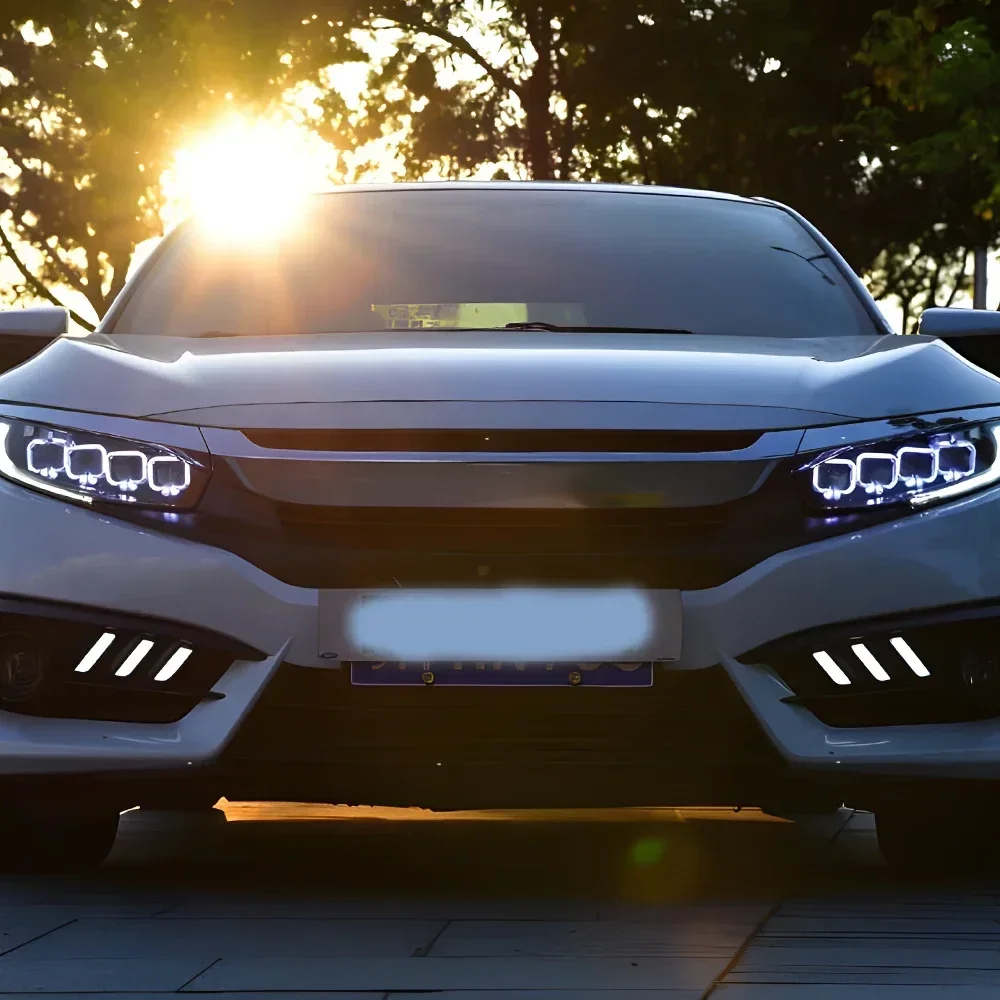 

For Honda Civic X 10Th 2016-2021 Car Front Lights Upgrade Bugatti Style Projector Lens Accessories LED Auto Headlights Assembly