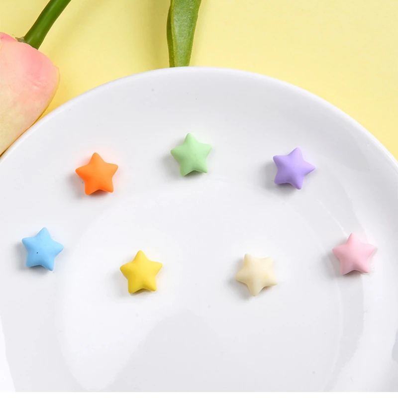 10pc Kawaii Colorful Mini 3D Five Pointed Star Flatback Resin Figurine Phone Case Decor DIY Earring Headwear Jewelry Accessories
