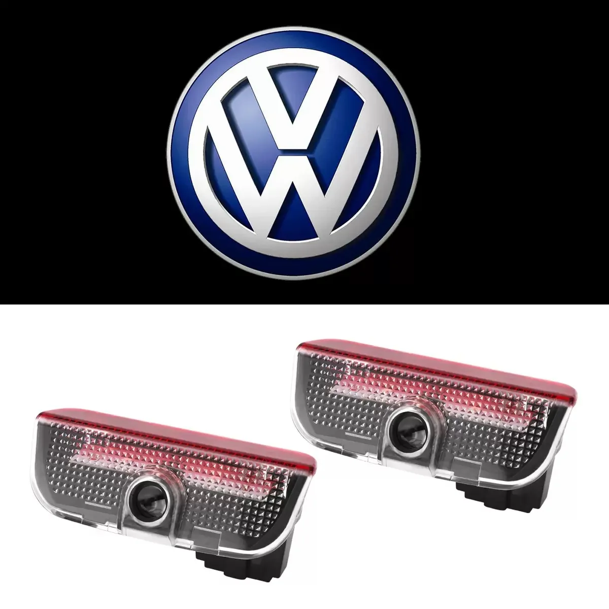 ไฟส่องโลโก้ประตูรถยนต์ Volkswagen 2/4 ชิ้น อุปกรณ์เสริมสำหรับ TIGUAN VW Golf 5 6 7 MK5 MK6 MK7 polo Passat B6 B7 B8 LED