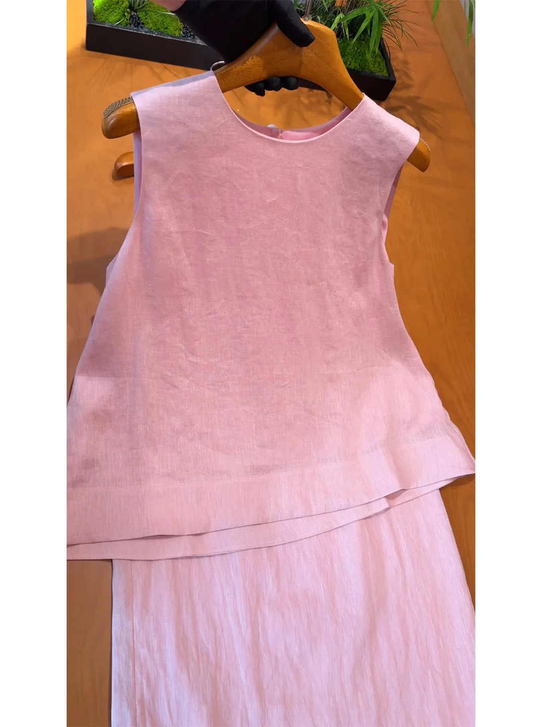 Pink Old Money Style Vest Set Women Summer 2026 Commute Lightweight Sleeveless Top Half Skirt Two Piece Set Casual Fashion