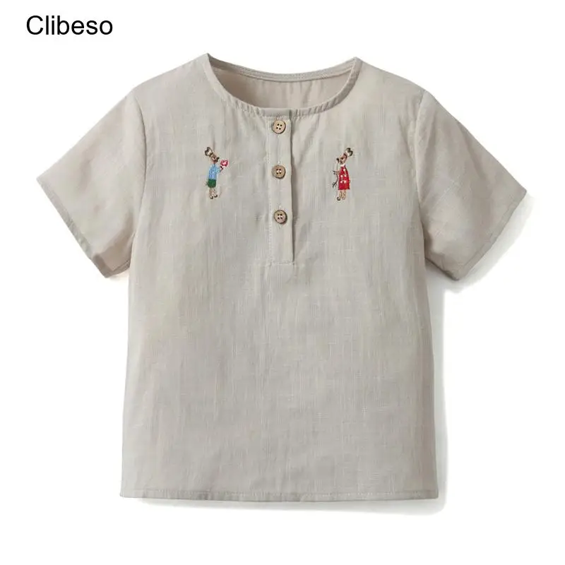 

Clibeso Baby Boys Kids Spanish Polo Shirt Summer Children Solid Color Tops Cotton Embroidery Sport Holiday Shirts Outfits