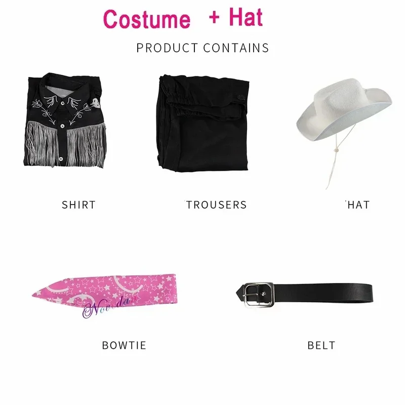 ( # ^.^ # Disfraz de Barbie y Ken de la Película 2026, para Hombre y Mujer, con Sombrero de Vaquero, Camisa, Pantalones, Peluca, Uniforme para Fiesta de Halloween →_→VER ME