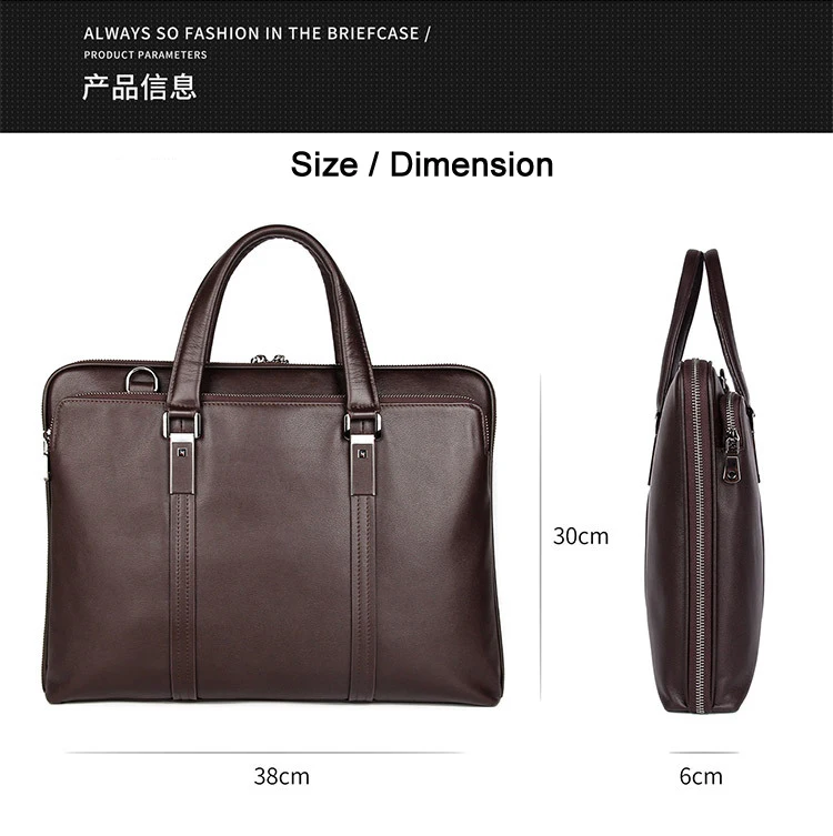 Luxury Genuine Leather Briefcase Men Leather Business Bag 15.6\