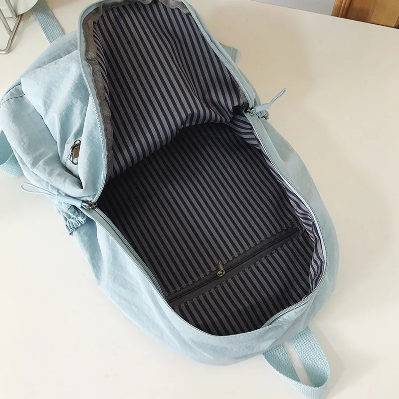 New Simple Solid Color Casual Foldable Backpack Korean Style Solid Color Versatile Fashion Double Shoulder Bag For Middle