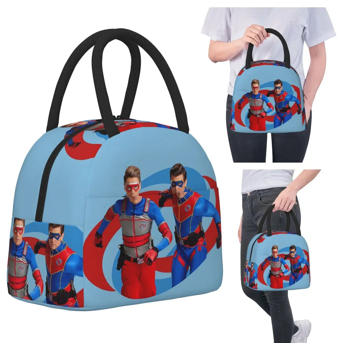 

Генри Дэндж - изолированная сумка для обеда с колодом действия для детей, школьный холодильник, термосумка для еды, портативный контейнер для ланч-боксов