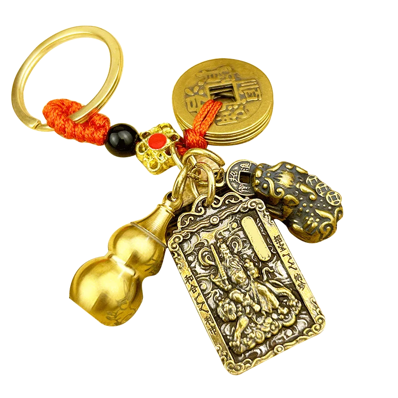 bronze-ougongming-god-of-wealth-keychain-zodiac-animal-design-attracting-wealth-pouch-zhaouai-protective-charm-creative-gift
