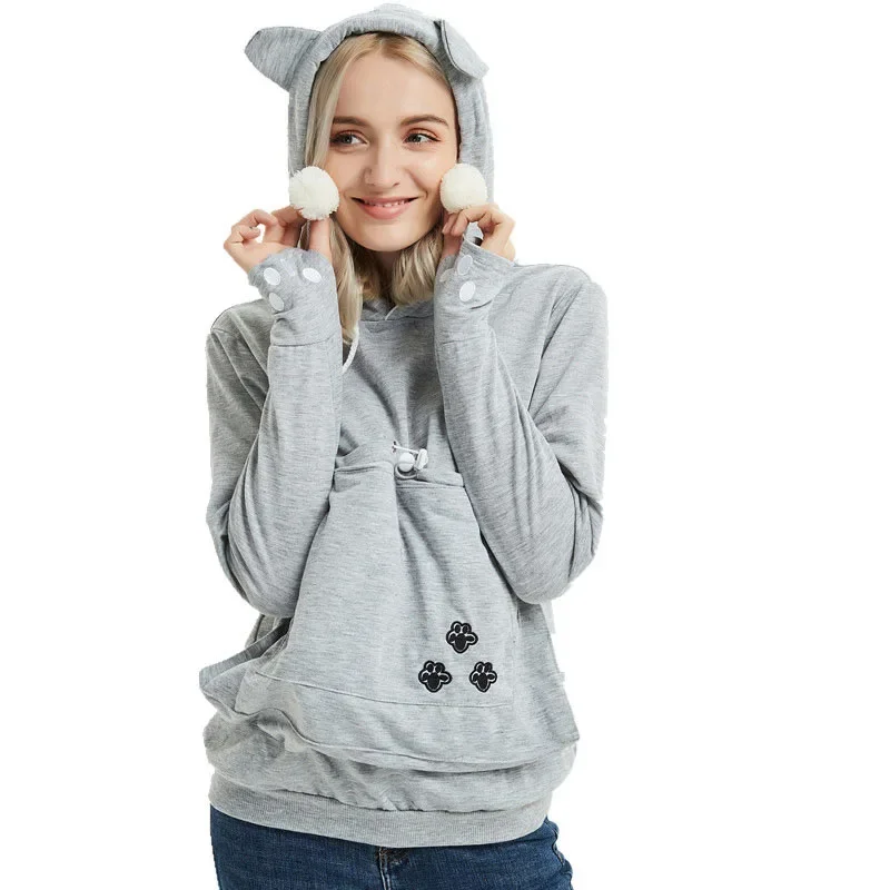 Fashion 2022 High Quality Cat Lovers Hoodies Ears Cuddle Pouch Dog Pet Hoodies For Casual Kangaroo Pullovers Sweatshirt New