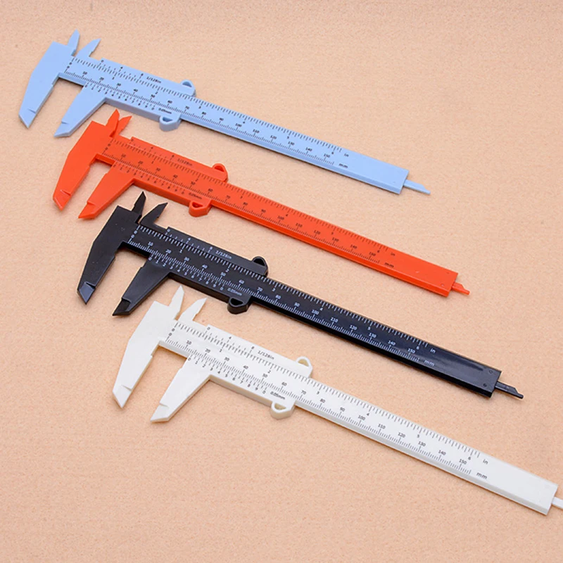 Double Rule Scale Plastic Vernier Caliper Measuring Student Mini Tool Ruler