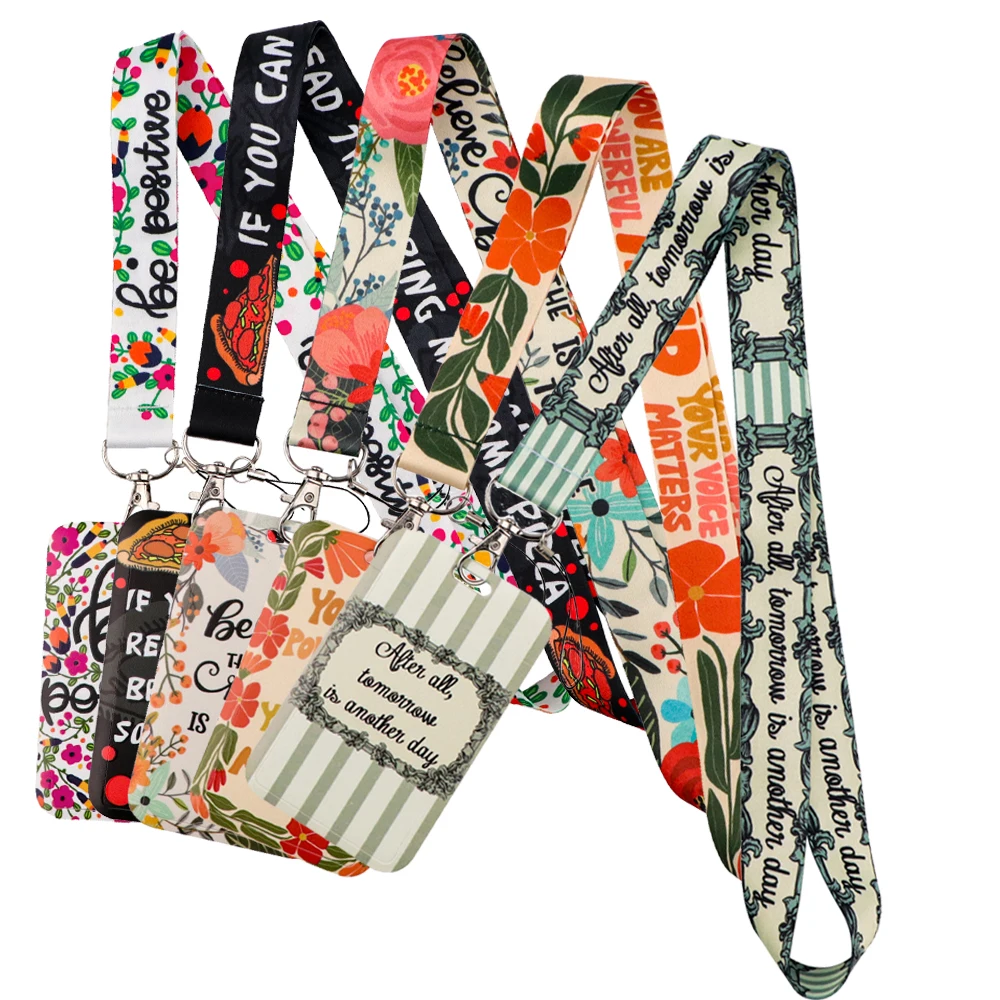 New Fashion Quotation Print Keychain Ribbon Lanyards for Keys ID Card Phone Straps Hanging Rope Lariat Phone Badge Holder