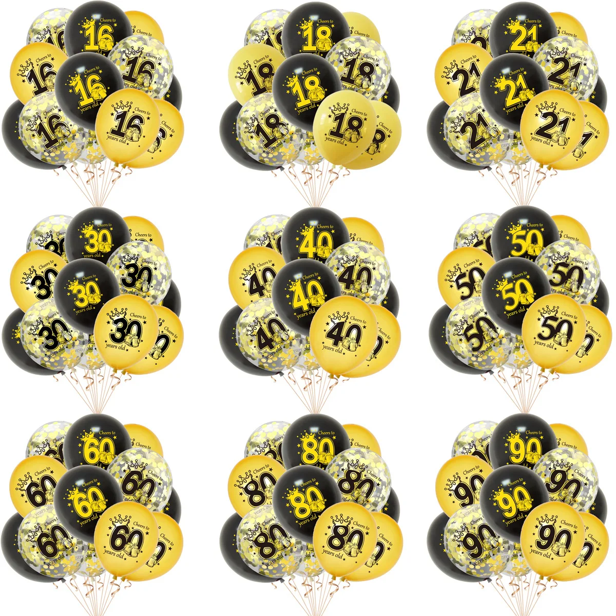 Alles Gute zum Geburtstag 40 50 60 Latexballons für Erwachsene, Geburtstagsparty-Dekoration, 40. 50. 60. Konfetti-Ballon, Jubiläumsbedarf