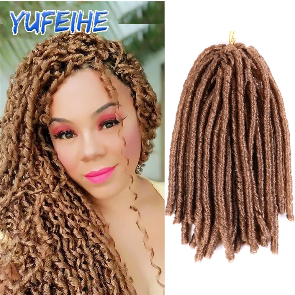 Soft Dread Crochet Hair Synthetic Faux Locs 14Inch Dreadlocks Afro Hairstyles Soft Braids Hair Organic Hair Black Mixed Blonde