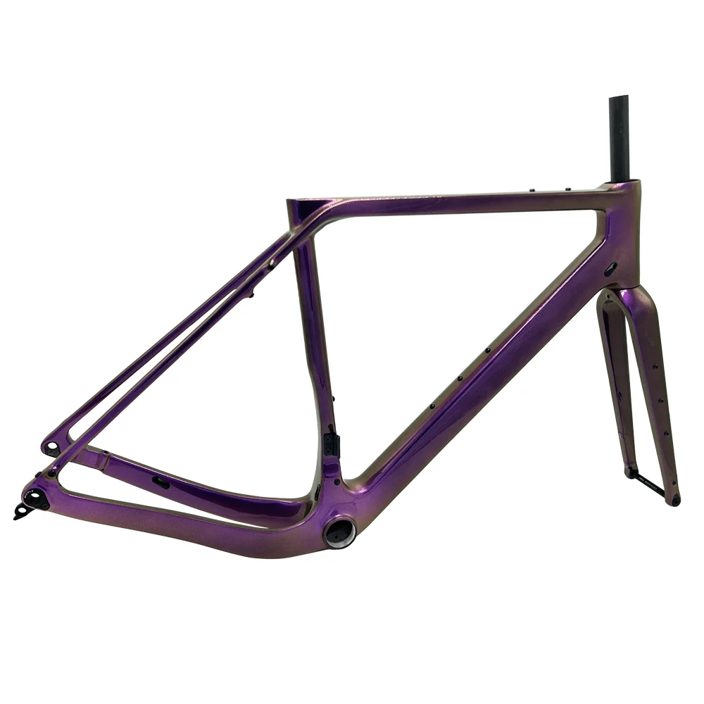 GT30 Carbon Gravel Frame Chameleon Paint  Flat Mount Disc Brake 700C*50C Threaded T47 Gravel Bicycle Frameset Road Bike