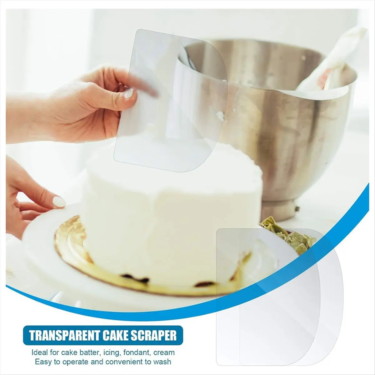 A44U 80PCS Plastic Transparent Soft Scraper Cake Cream Scraping Plate Baking Round Edge Cutter Elastic Baking Scraper