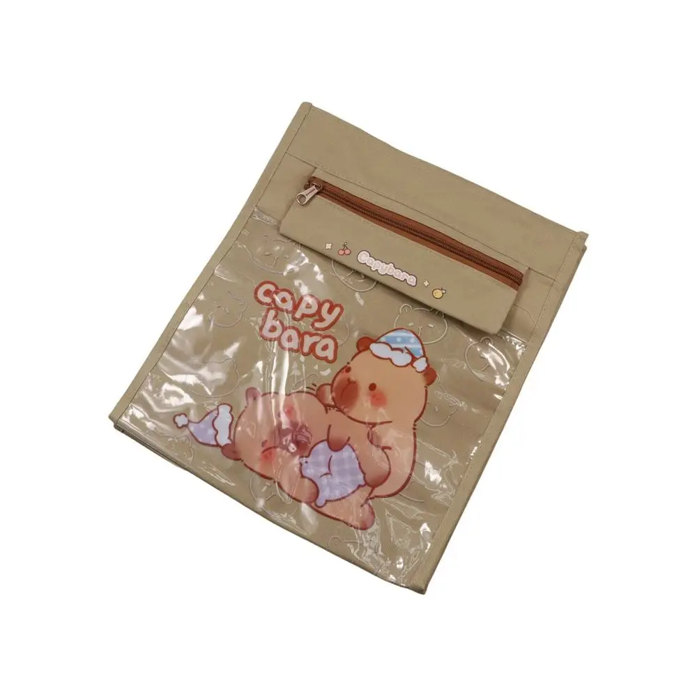 Borse leggere per capibara Borse tote in tela riutilizzabili con tasca trasparente Materiale scolastico di grande capacità