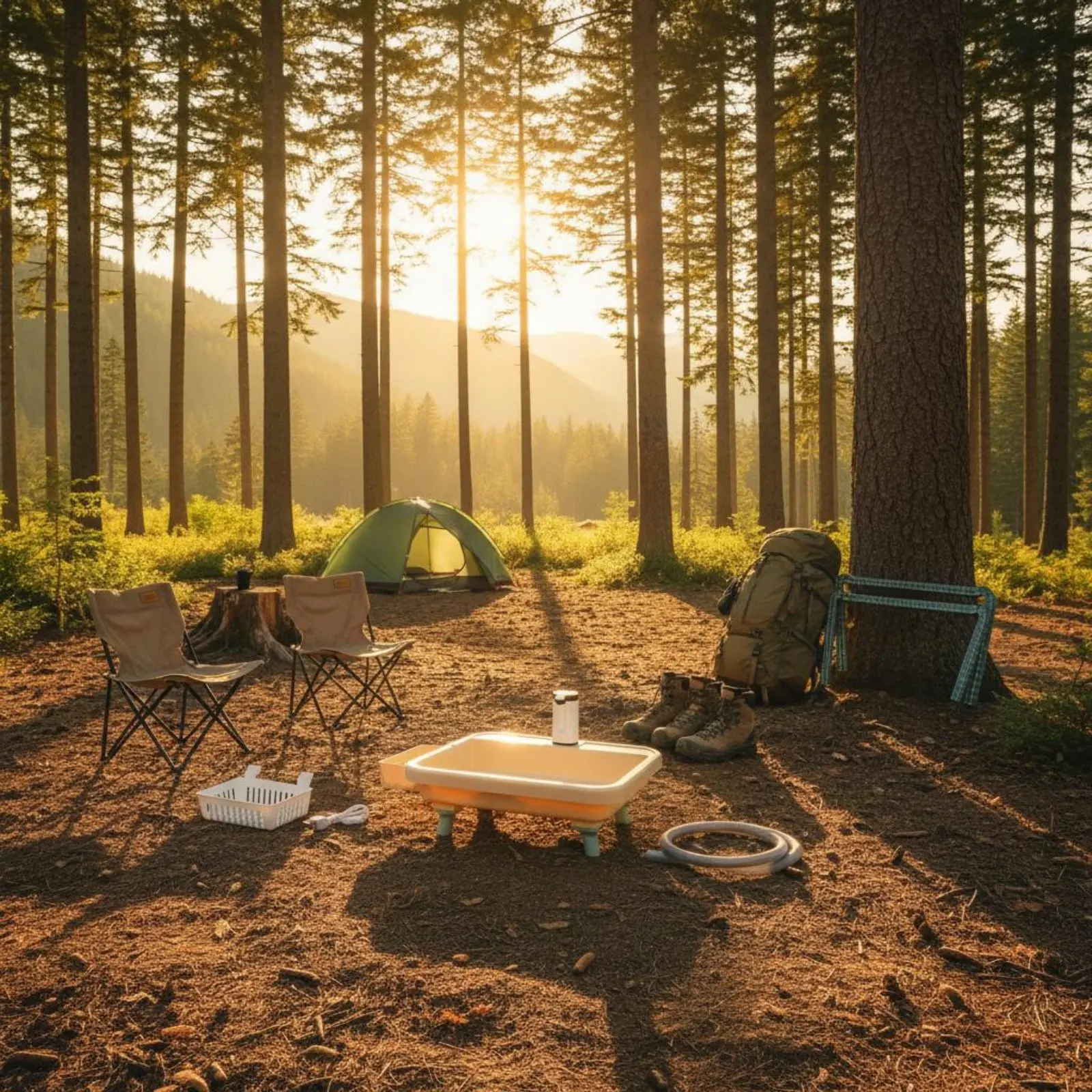 Portable Hand Washing Station Single-Button Function Camping Wash Station with Faucet for Campers, Garden, Outdoor Gathering