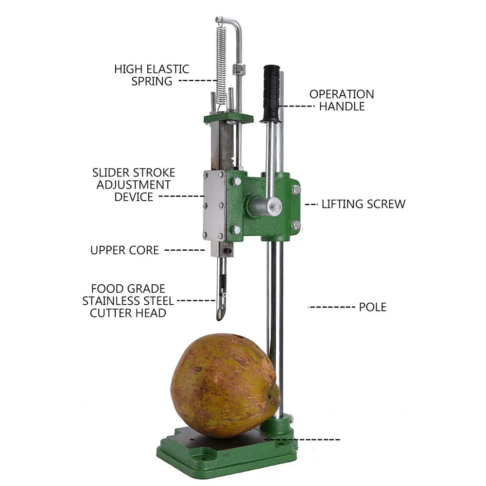 Máquina descascaradora de coco Manual, herramienta portátil de apertura de coco de acero inoxidable, máquina comercial para descascar coco