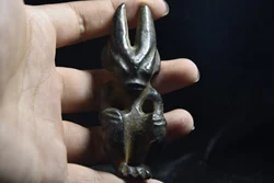 Chinese Red Mountain Culture Meteorite Iron Retro Jade Sun Man Ornament Talisman Pendant