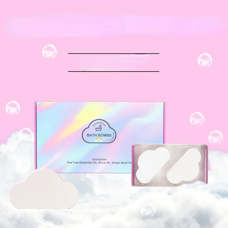 2 قطعة قنبلة حمام سحابة قوس قزح ملح بحري ملون طبيعي مصنوع يدويًا لتقشير البشرة الجافة والترطيب للنساء والأم والأطفال