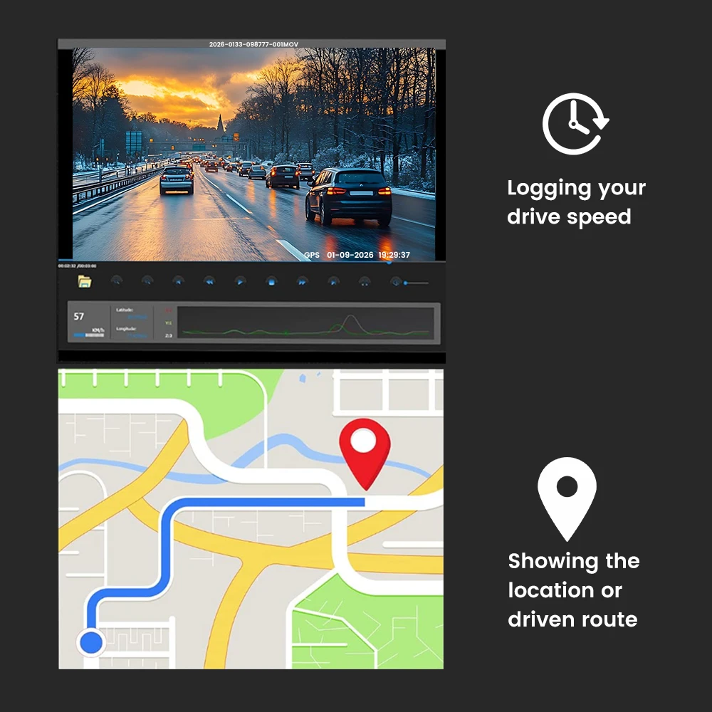2026 Newest Car Dash Cam Front and Rear 4K WiFi GPS Car Recorder Dual Camera 4K Car DVR Night Vision Loop Recording G-Sensor