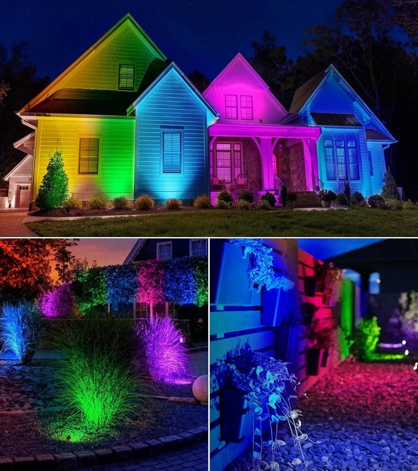 12W RGBW Color Changing Outdoor Spotlights with Remote Control, Waterproof Landscape Lighting for Yard Garden Patio, 4 Pack