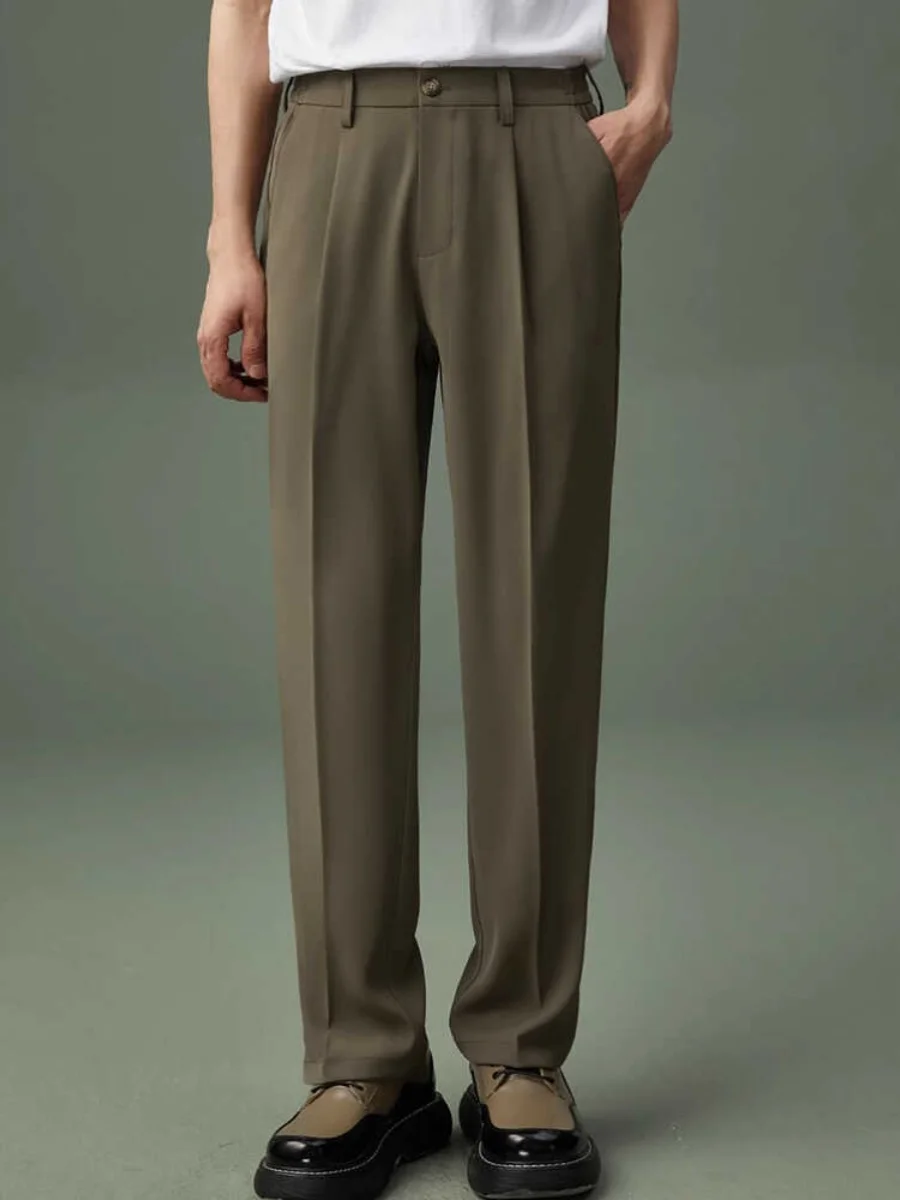 

Американские ретро-брюки с одной складкой, весенне-летние, повседневные, мужские, тонкие, высококачественные, легкие, струящиеся, прямого кроя, молодежные, стильные