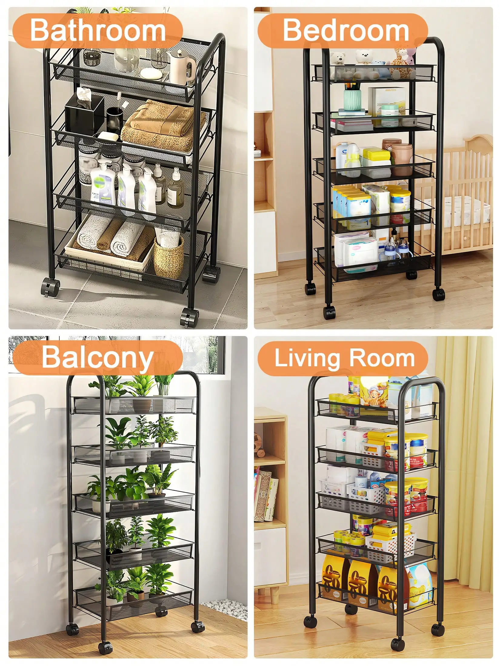 Five-Tier Rolling Storage Cart — product detail 10