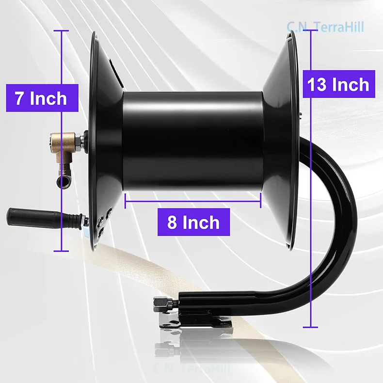 Heavy Duty Steel Hose Reel Manual Crank Pressure Washer Hose Organizer for Car Washing Garden Watering