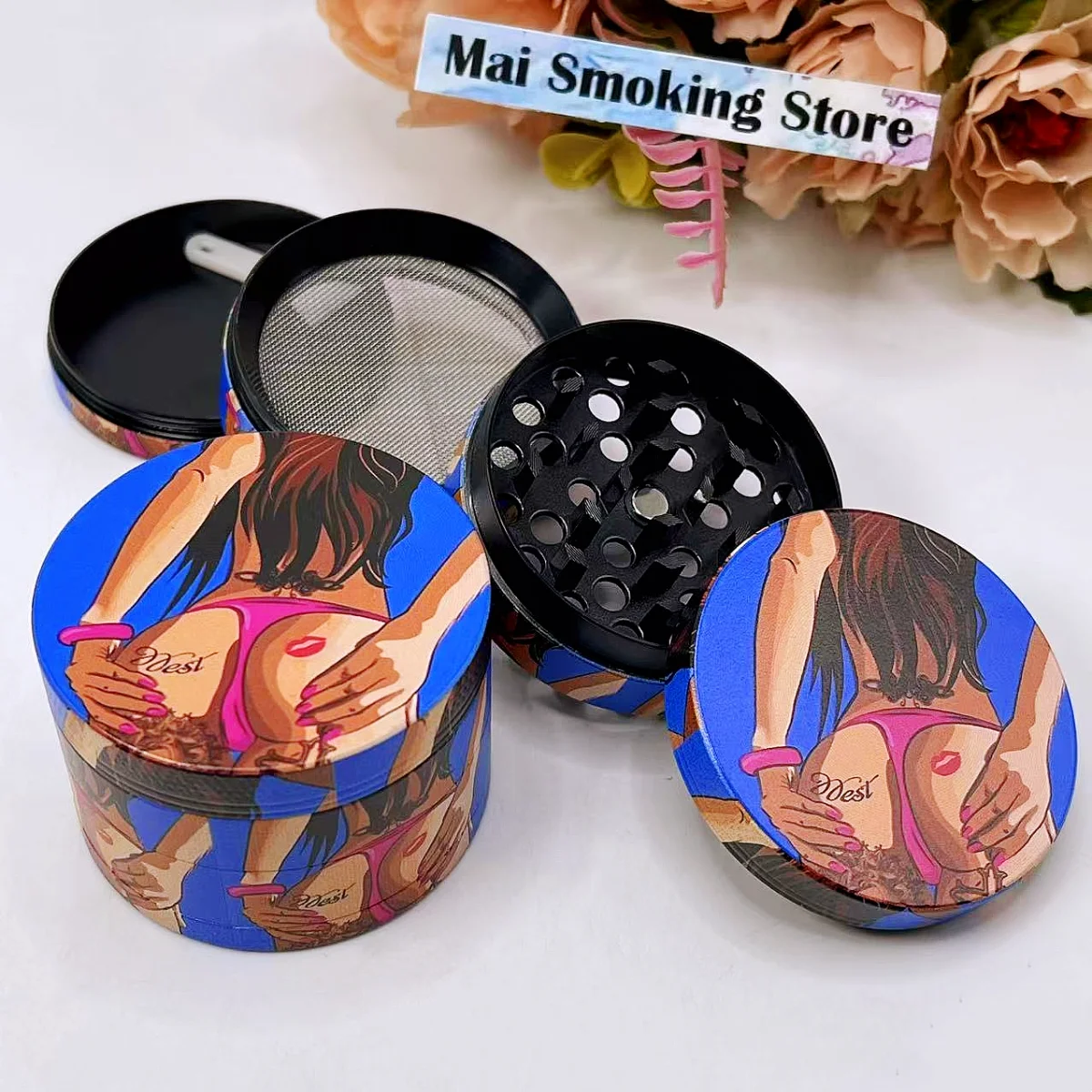 2/2,5-дюймовая мельница для трав сексуальной девушки, металлическая ручная мельница для специй, перца, соль, ступка, пестик, табак, необработанная трава, инструмент для курения сигарет